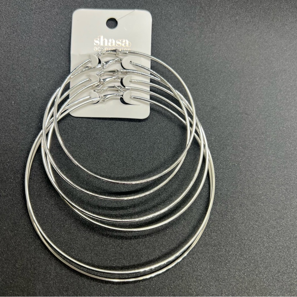3 pairs Large hoop earrings NEW